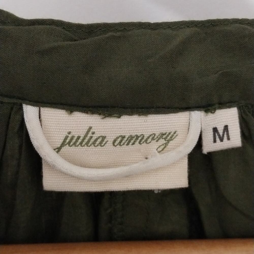 Olive Green Embroidered Mini Dress with White Floral Detail - Picture 5 of 11
